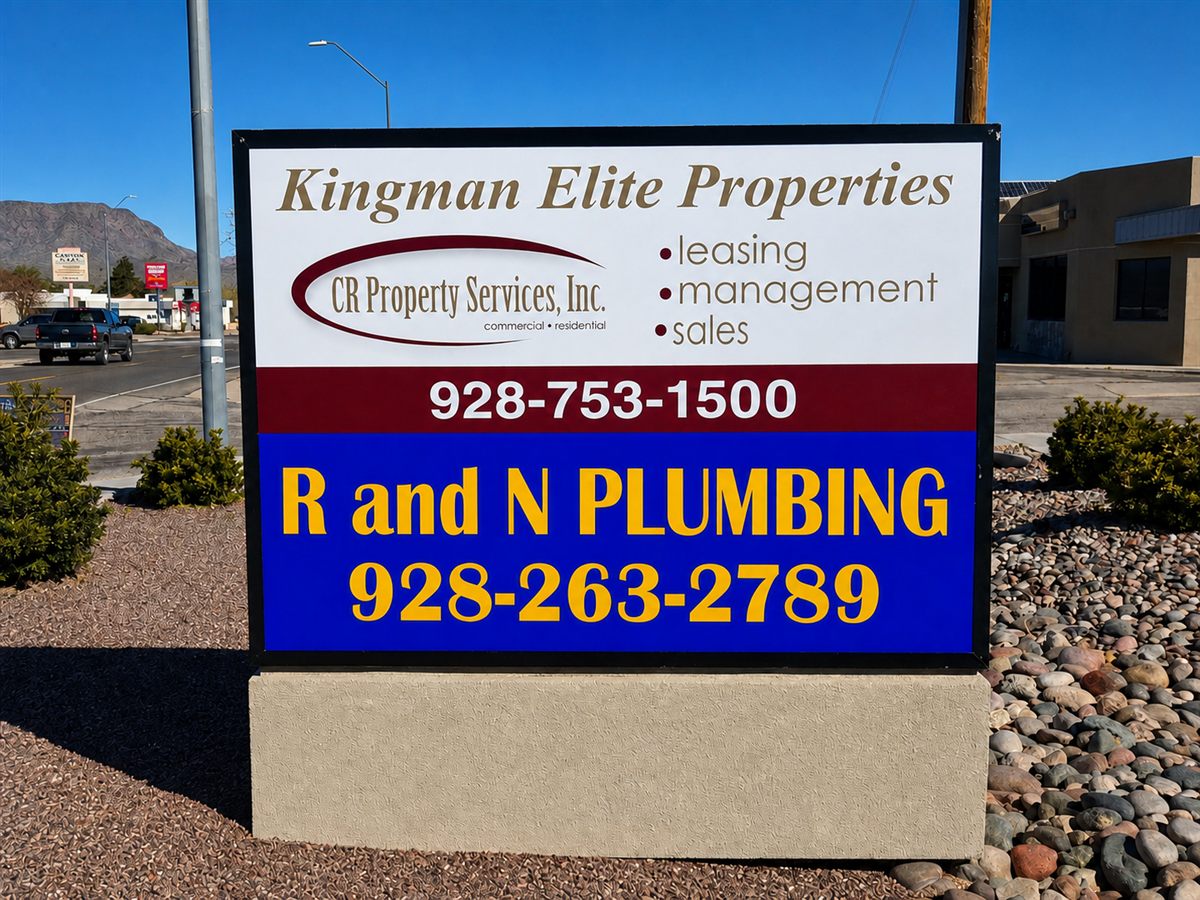 R & N Plumbing office sign in Kingman, Arizona