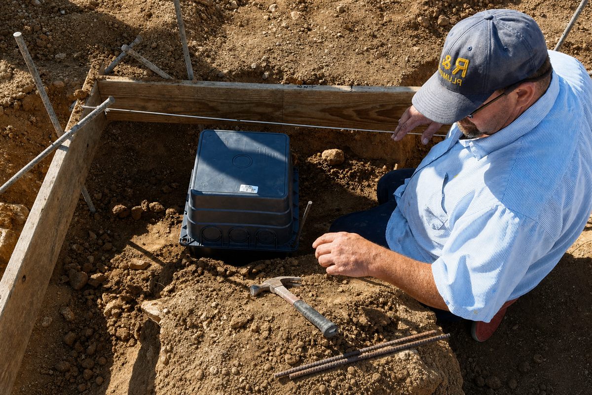 R & N Plumbing professional completing underground plumbing work
